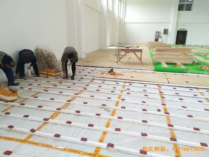 南京浦口黨?；@球館體育地板施工案例1